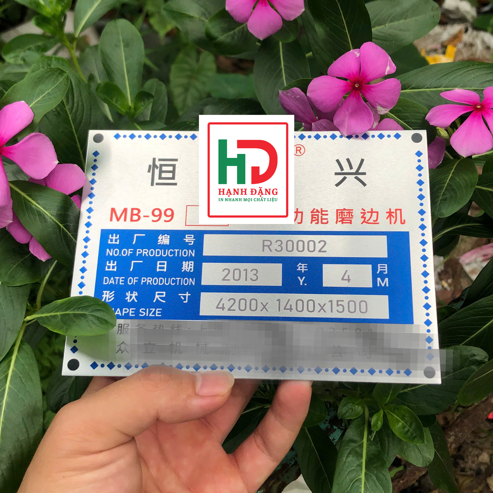 Tem Nhôm Thông Số Máy Chế Biến Gỗ